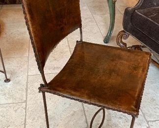 4 Rustic Leather & Iron Chairs	39x20x20in seat height 19in	HxWxD	 
