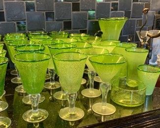 41 pc Artland Green bubble glass drinkware	 		 
