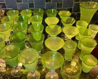41 pc Artland Green bubble glass drinkware	 		 
