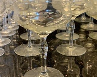 9pc Etched Grape Wine Glasses	 		 
