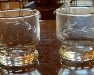 12pc Etched Lowball Glasses	 		 
