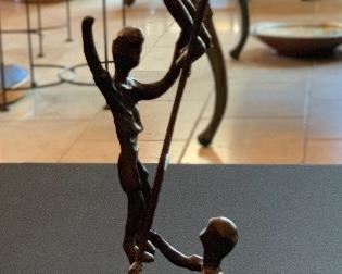 Children on Ladder Bronze Sculpture	 		 
