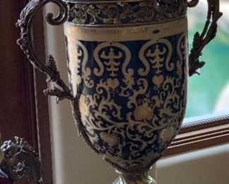 Huge  Ormolu Lidded Vase	32in H		 
