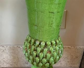 Green Fluted Ceramic Vase	25in		 
