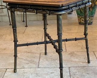 Metal/Wood Oriental Tray Top  End Table	27x24x24in	HxWxD	 
