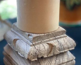 Sm Rustic Wood Candle Holder	 		 
