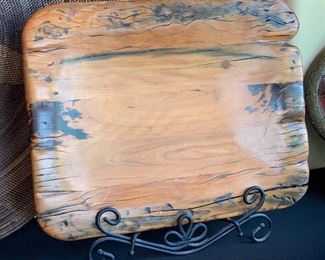 24in Carved Mesquite Wood Platter