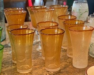 12pc Artland Bubble Glass Set orange	 		 
