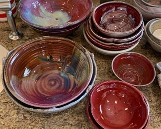 12pc Glazed Stoneware Bowl Set	 		 
