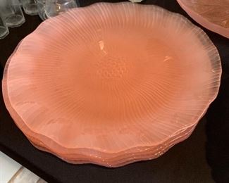 Lg Pink Glass Plates	