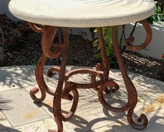 Iron/Stone Outdoor End Table	