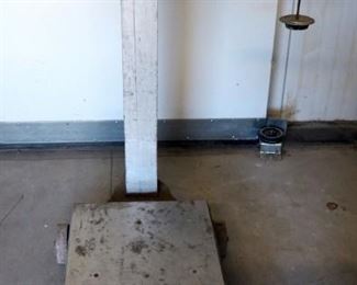 Fairbanks Heavy Duty Balance Scale On Steel Caster Wheels With Stainless Steel Platform, Weights Included Qty 8