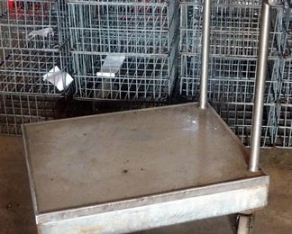 Stainless Steel Rolling Push Cart, 33" X 30" X 24"