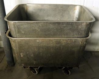 Stainless Steel Rolling Trough, Qty 2, 22" x 32" x 24"