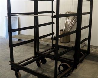 Heavy Duty Steel Rolling Smoke Racks, Qty 2, 69" x 48" x 34", Includes Horizontal Hanging Rods