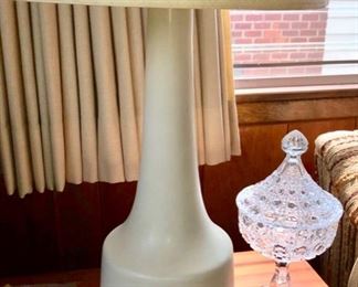 Pair MCM white ceramic lamps 