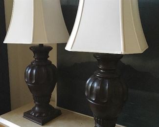Pair of table lamps. 33” to top of shade. 15” wide & deep. $100.00 for the pair.