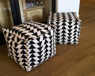 Fun poufs. Great for casual seating wherever you need it, or just a pop of drama. New. Each cube is 15”x15”x15”. $50 for the pair.