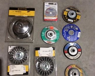 Angle grinder attachments including cutting blades and wire wheels