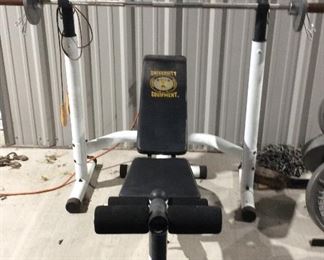 Barbell and weight bench