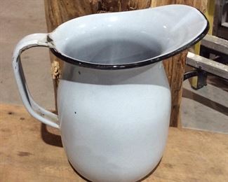 Antique enamel water pitcher