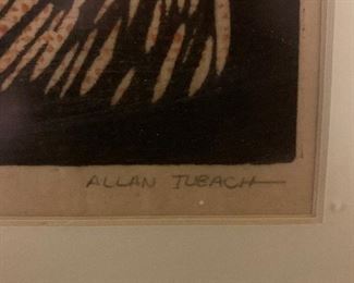 Early Allan Tubach Woodblock Print "Judas"