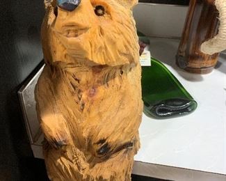 Hand Carved Wood Bear