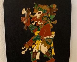Mayan Chac Metal on Board Art	 