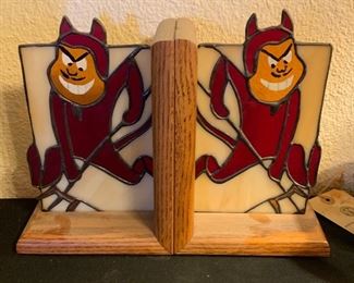 Stained Glass ASU Sparky  Bookends	