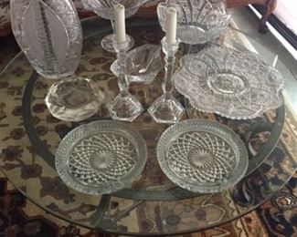 cut glass ashtrays, vases, dishes