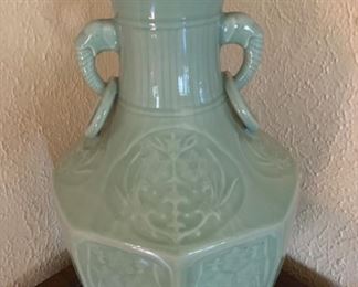 Large Celadon handled vase