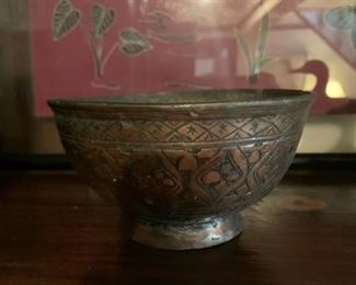 Metal bowl with chased work