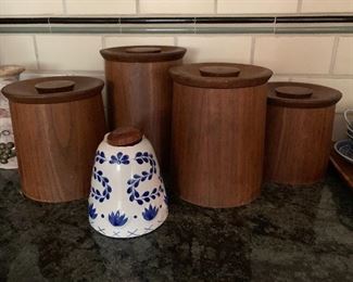 Mid Century Modern teak canister set