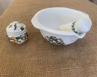 Portmeirion pestle & mortar and mustard jar