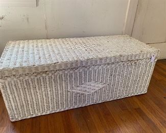 White wicker blanket chest
