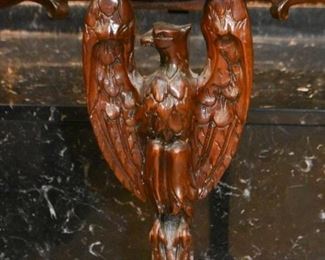 Carved Wood Side Table with Eagle