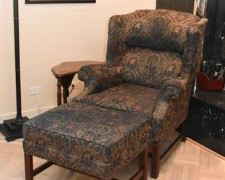 Pair of Wingback Chairs & Ottomans