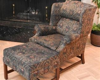 Pair of Wingback Chairs & Ottomans
