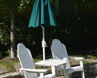 Pair of Garden Chairs, Table & Umbrella Set (there are two of these sets)