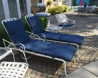 White Metal Outdoor Loungers / Lounge Chairs (there are 4 of these available)