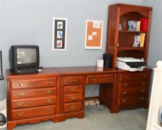 Traditional Style Chest of Drawers, Desk & Chest with Bookcase Hutch