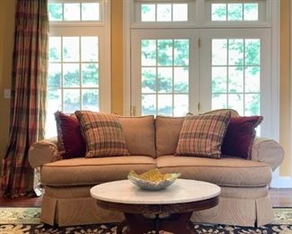 Ethan Allen Two Seat Sofa in Damask