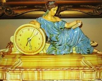 Working Clock with lady in blue dress