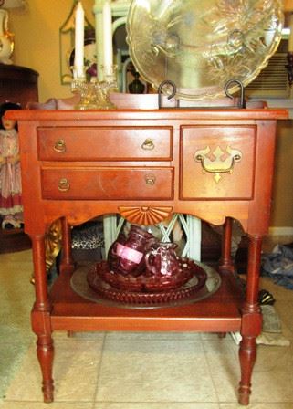 Three-drawer table in "she" shed