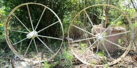 Vintage farm cultivator wheels