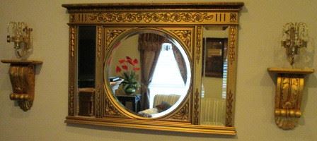 Mirror, shelves and lights