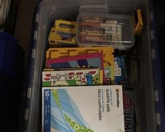 Childrens books, markers, etc