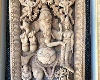 Elephant Wood Carved Frame( 1970s) - 29 x 18