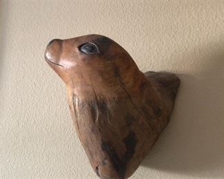 Wall Hanging Sea Lion Wood Carving 