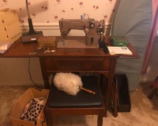 vintage sewing machine and extra large merkin